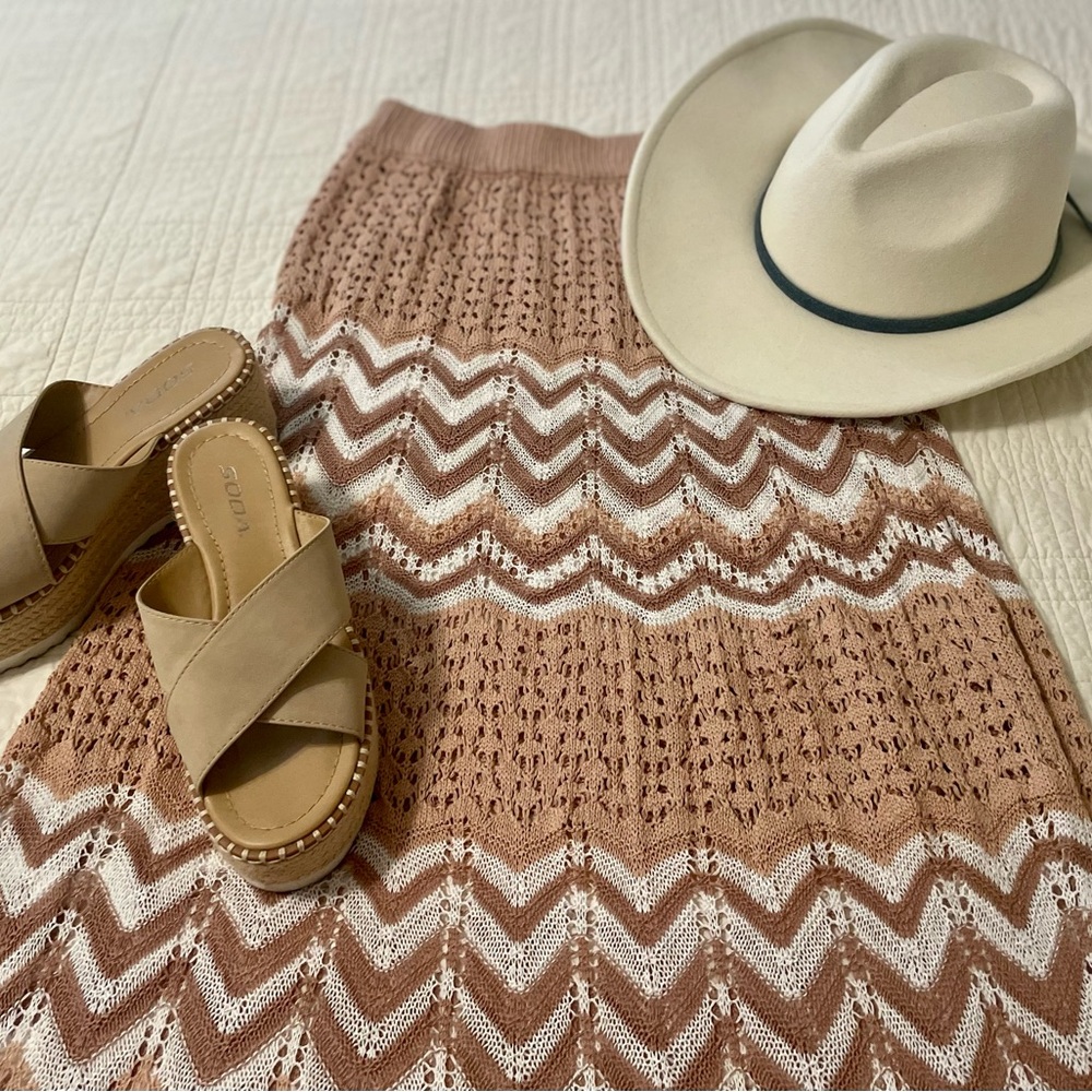 Cupshe‎ Chevron Maxi Knit Skirt